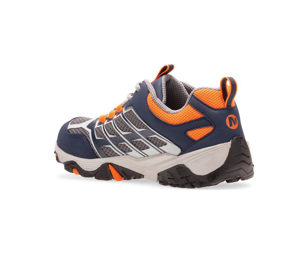 Merrell Vandresko Børn - Moab Fst Lav Waterproof - Mørkeblå/Grå/Orange - NHC719823